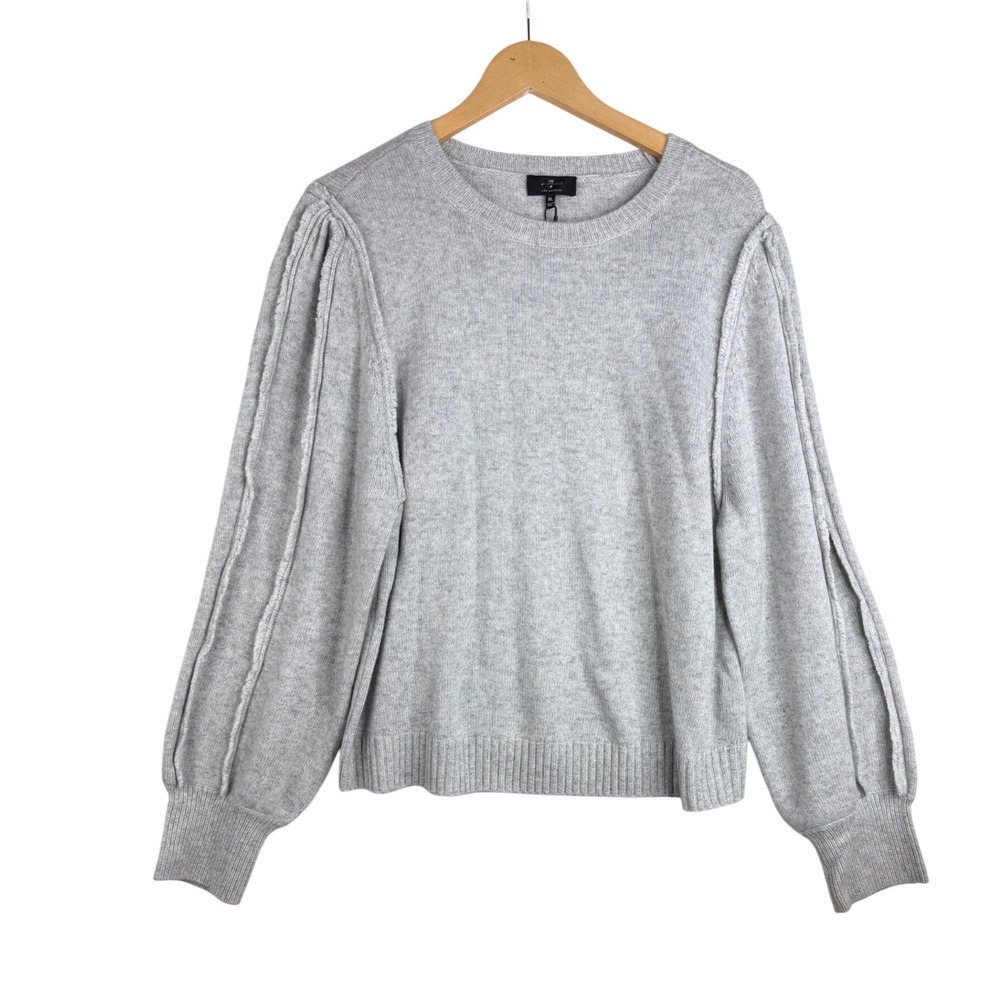 New 7 For All Mankind Wool/Cashmere Blend Puff Sleeve Sweater size XL Gray‎